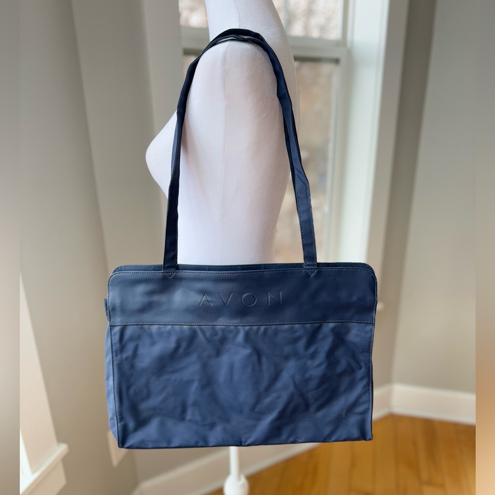 Vintage AVON Navy Blue Vinyl Large Tote Bag